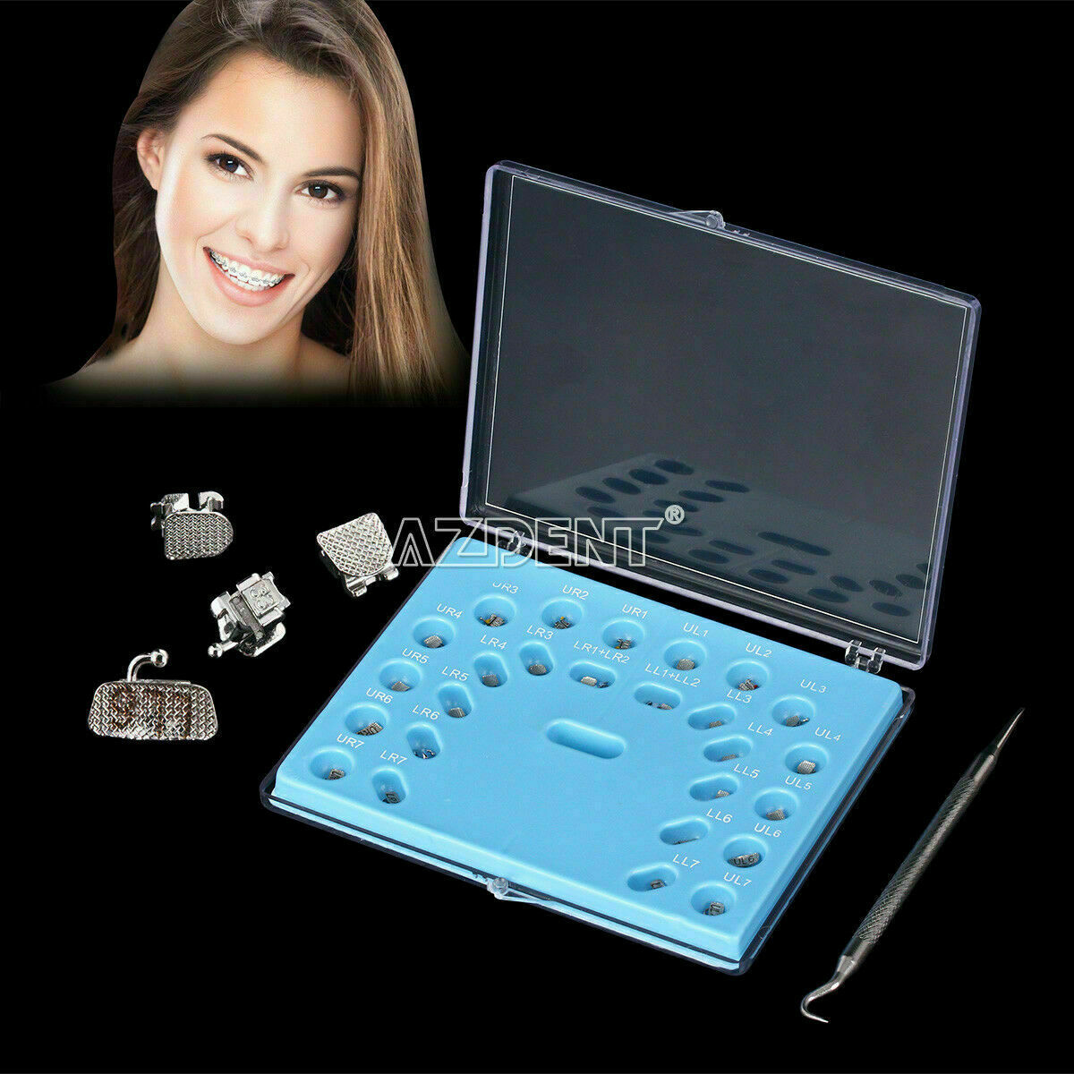 2 Box Dental Self-ligating Brackets With Buccal Tube Mini MBT.022 3Hook AZDENT