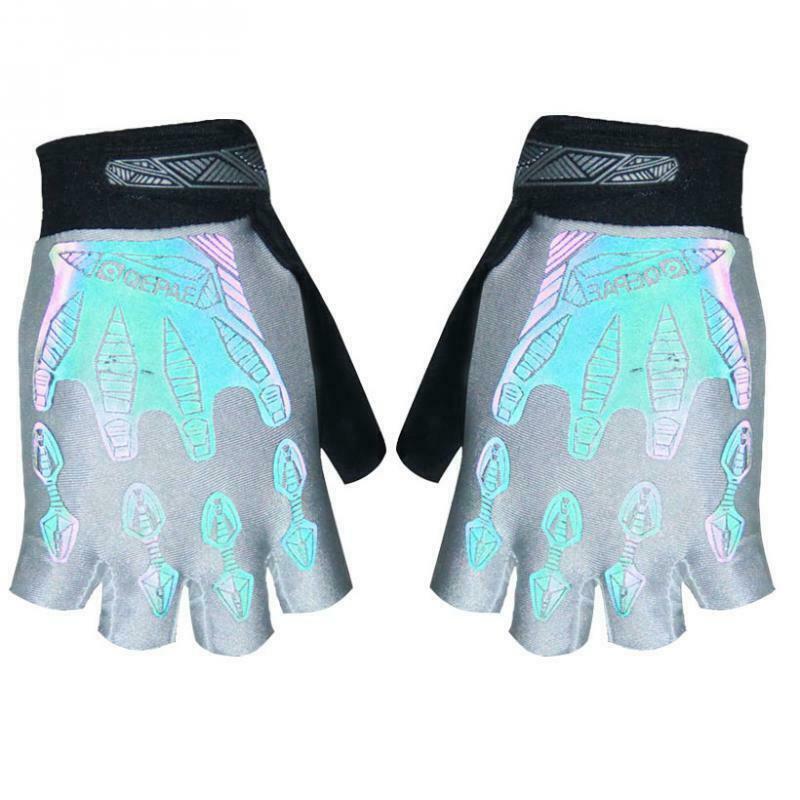 Motorcycle Bike Bicycle Riding Cycling Reflective Half Finger Gloves White S
