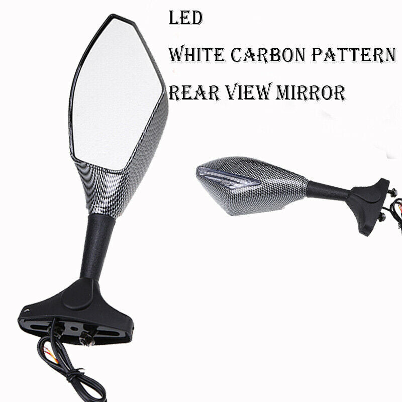 Rear View Mirror Glass Amber LED Plastic Housing Fit KawasakiÂ Ninja ZX6RÂ ZX600R