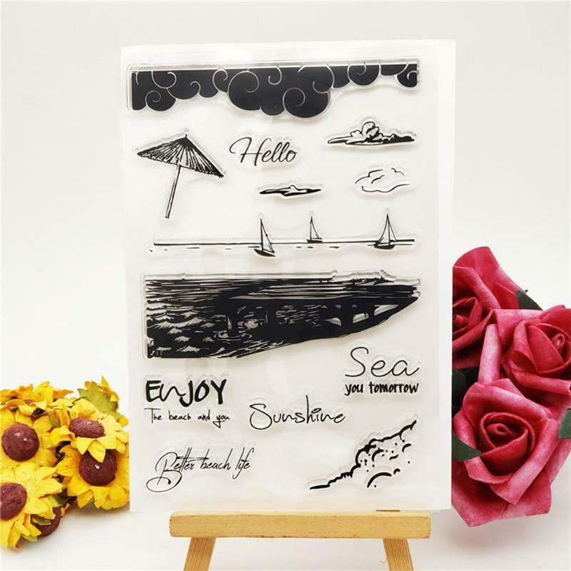 Enjoy the beach and you Clear Stamps Embossing Stencil DIY Album Paper Card