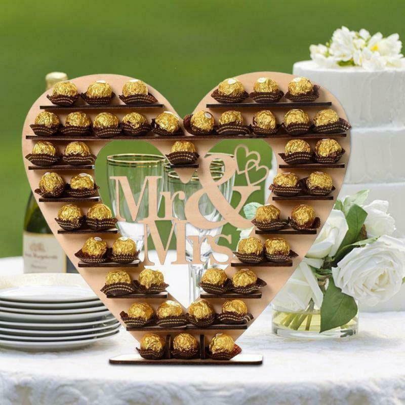 Wedding Wooden Ornaments Mr&Mrs Chocolate Stand Display Candy Cupcake Desserts