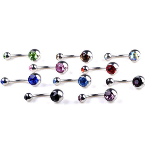 Hot 10X Rhinestone Crystal Belly Button Ring Navel Bar Body Piercing Jewelry
