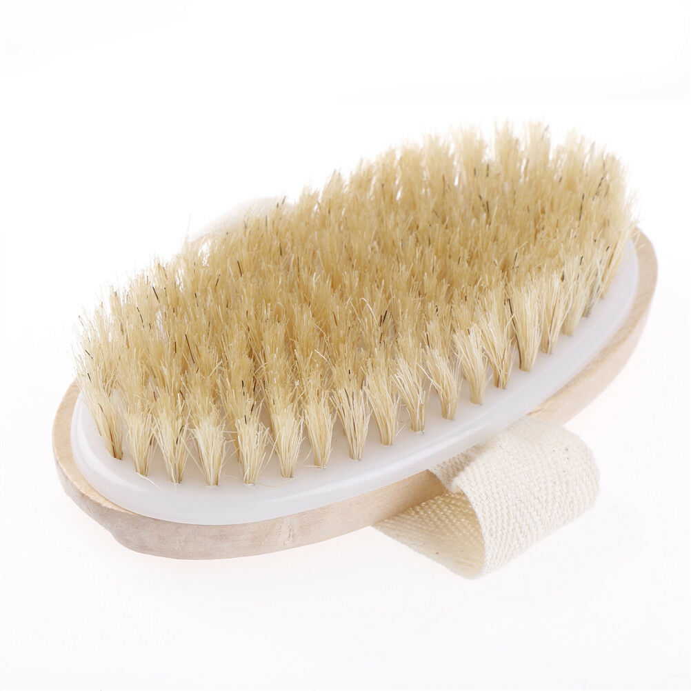Natural Bristle Body Cleaner Brush Long Handle Wooden Spa Shower Brush ScruH Qx