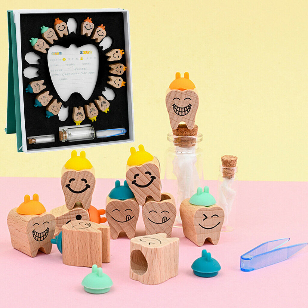 Wood Baby Lost Tooth Storage Holder Milk Teeth Organizer Child Memory Gift