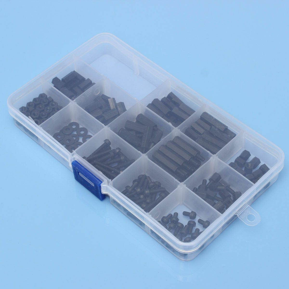 260PCS Assorted M3 Nylon Hex Black M-F Plastic Spacer Set Screw Nut Box Pack