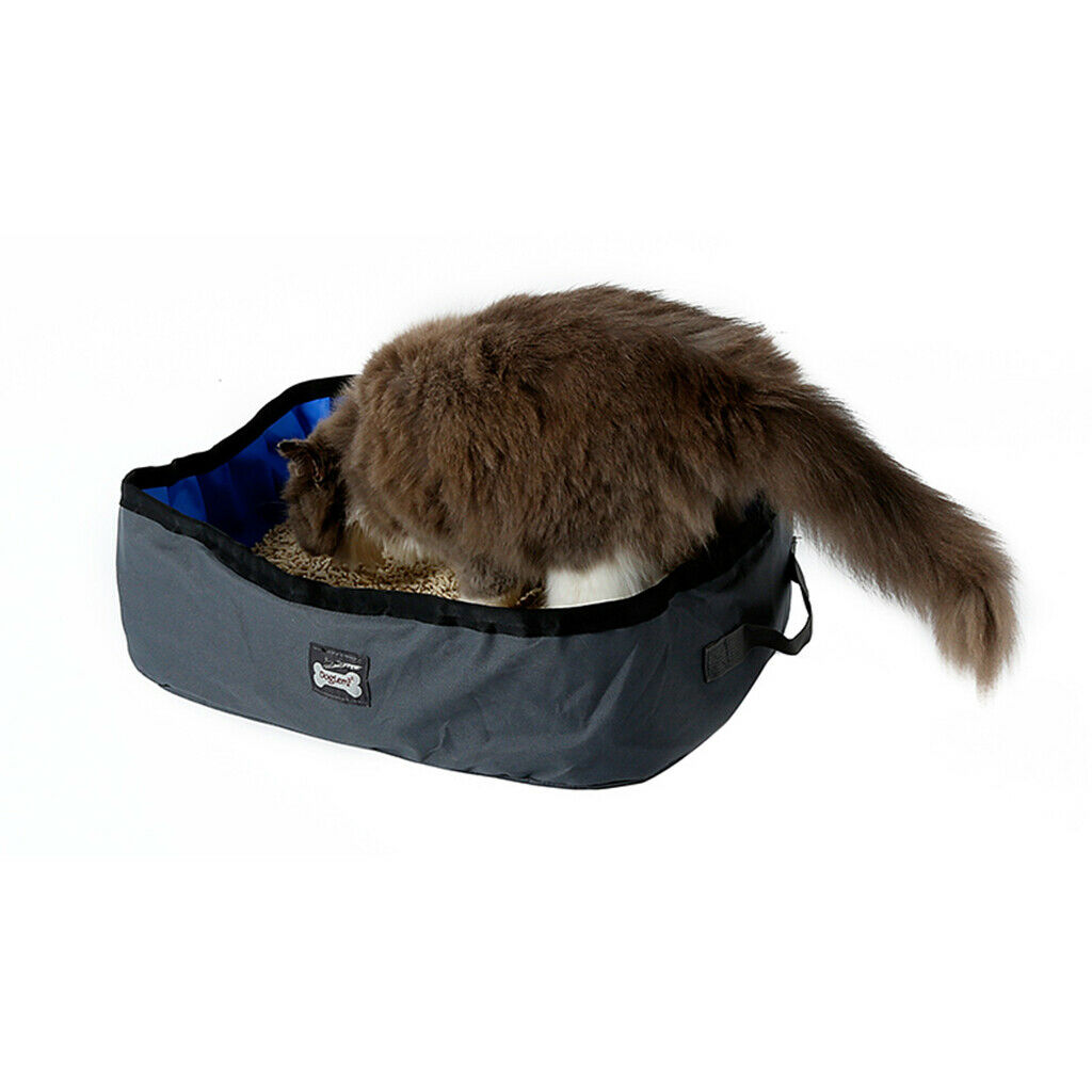 Portable and Foldable Cat Litter Box Case Kitty Toilet Seat Dusty Blue