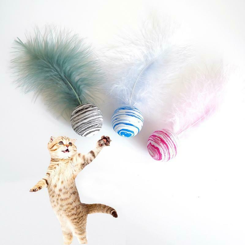 Cat Feather Toys Interactive Cat Chasing Toys for Indoor Cats Starry Sky Balls
