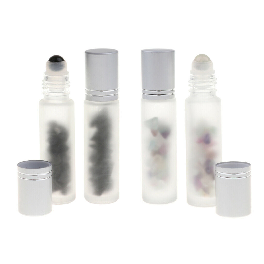 4X 10ml Portable Empty Frosted Glass Perfume Roller Ball Bottle Home Travel
