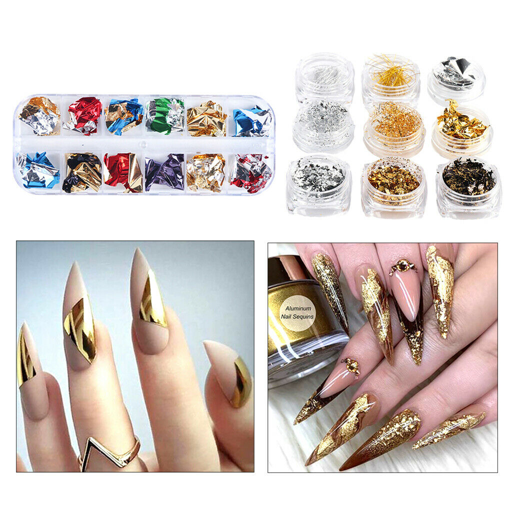 Salon DIY Nail Paillettes Colorful Foil Flakes Manicure Nails Art Design