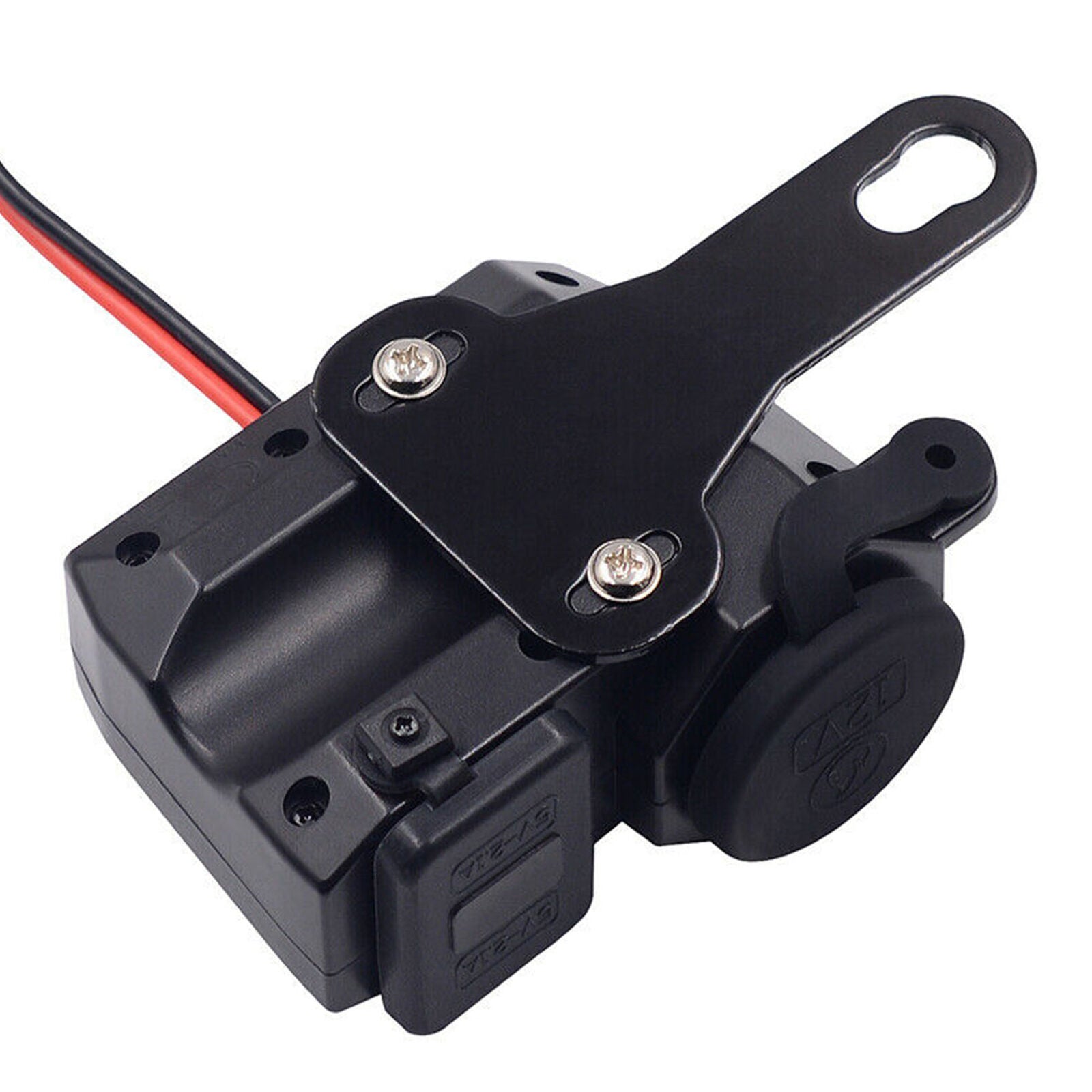 12V Motorcycle Cigarette Lighter Dual USB Power Socket Charger Switch Waterproof