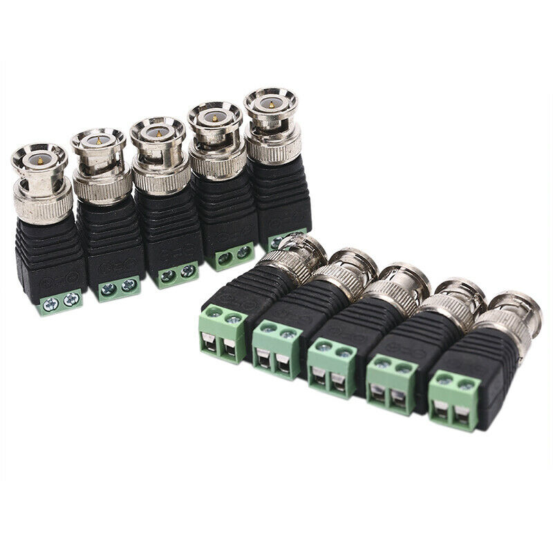 10 Male Coax CAT5 To Coaxial BNC Cable Connector adapter Camera CCTV Vide.l8
