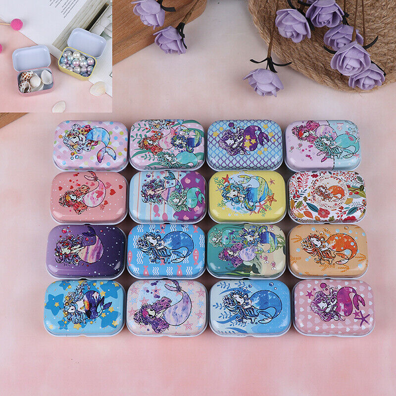 Mermaid mini tin box Sealed jar packing boxes jewelry candy box small stor.l8