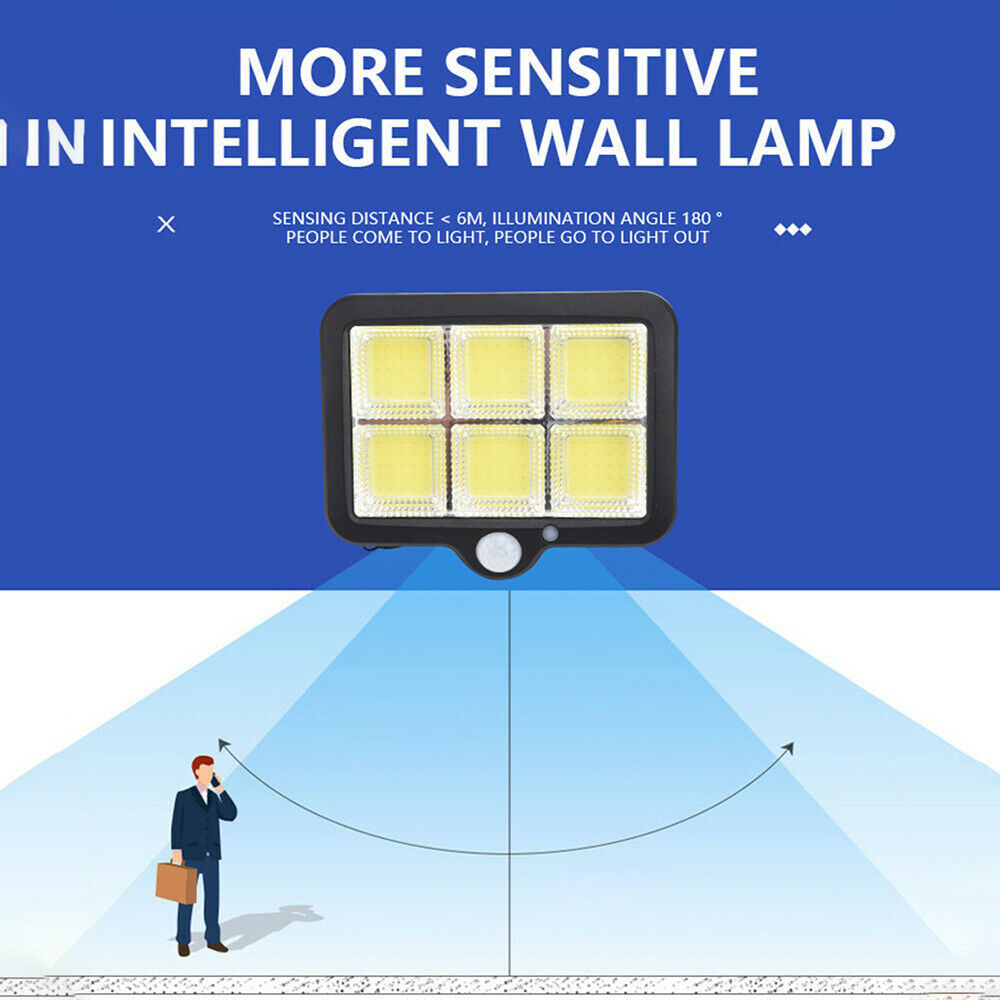 150 LED PIR Motion Sensor Wall Light Solar Powered Garden Yard Lamp Waterproof