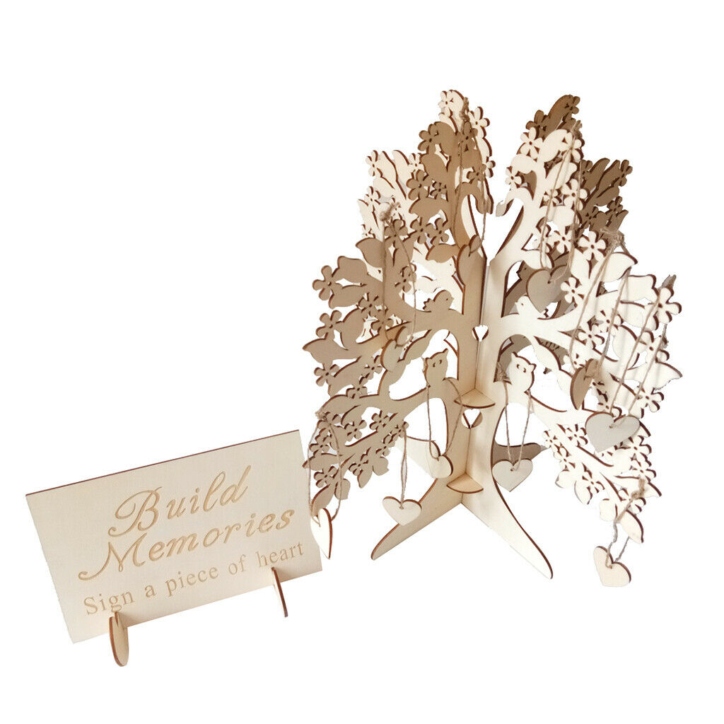Wood DIY Wedding Guest Book Wishing Tree Birthday Party Ornaments Decoration