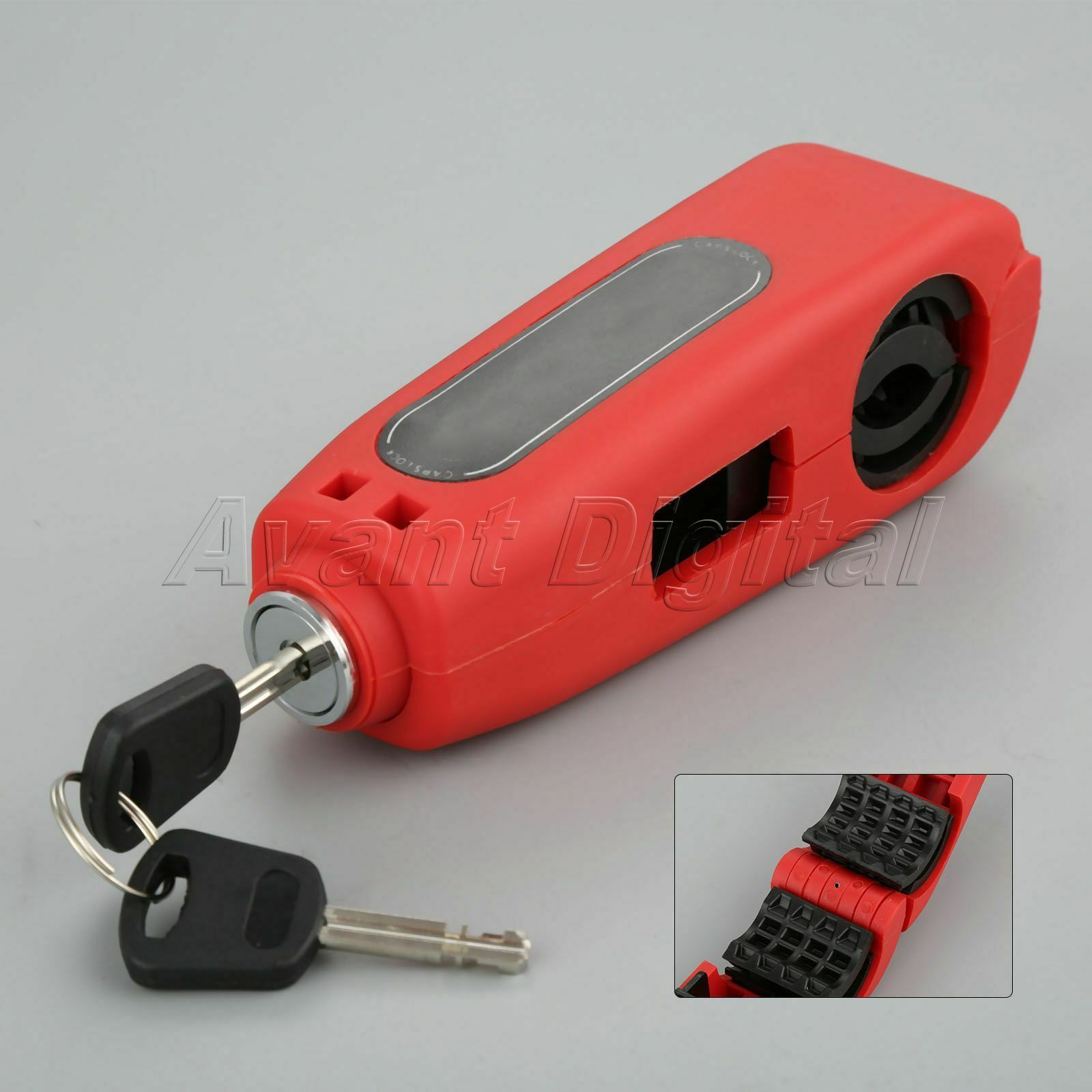 1X Motorcycle Handlebar Grip Brake Lever Lock Anit Theft Security Caps-Lock Red