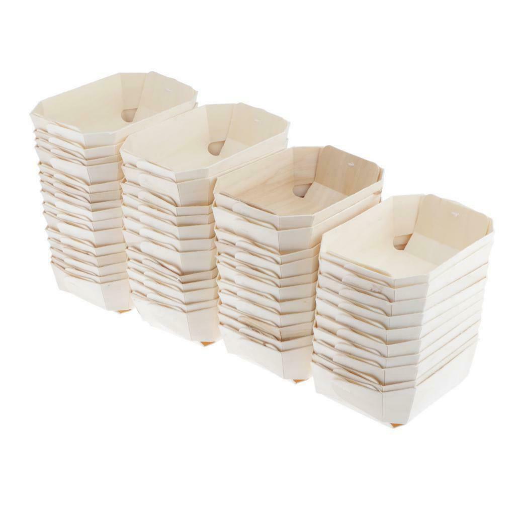 50 Pieces Disposable Wooden Bakery Boxes for Party Serving Foods