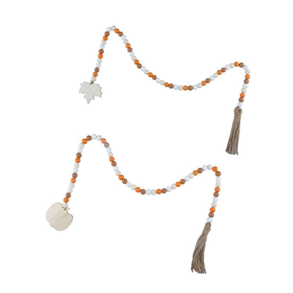 2pcs Wood Bead Garland with Tassels Farmhouse Beads Rustic Country Home Decor