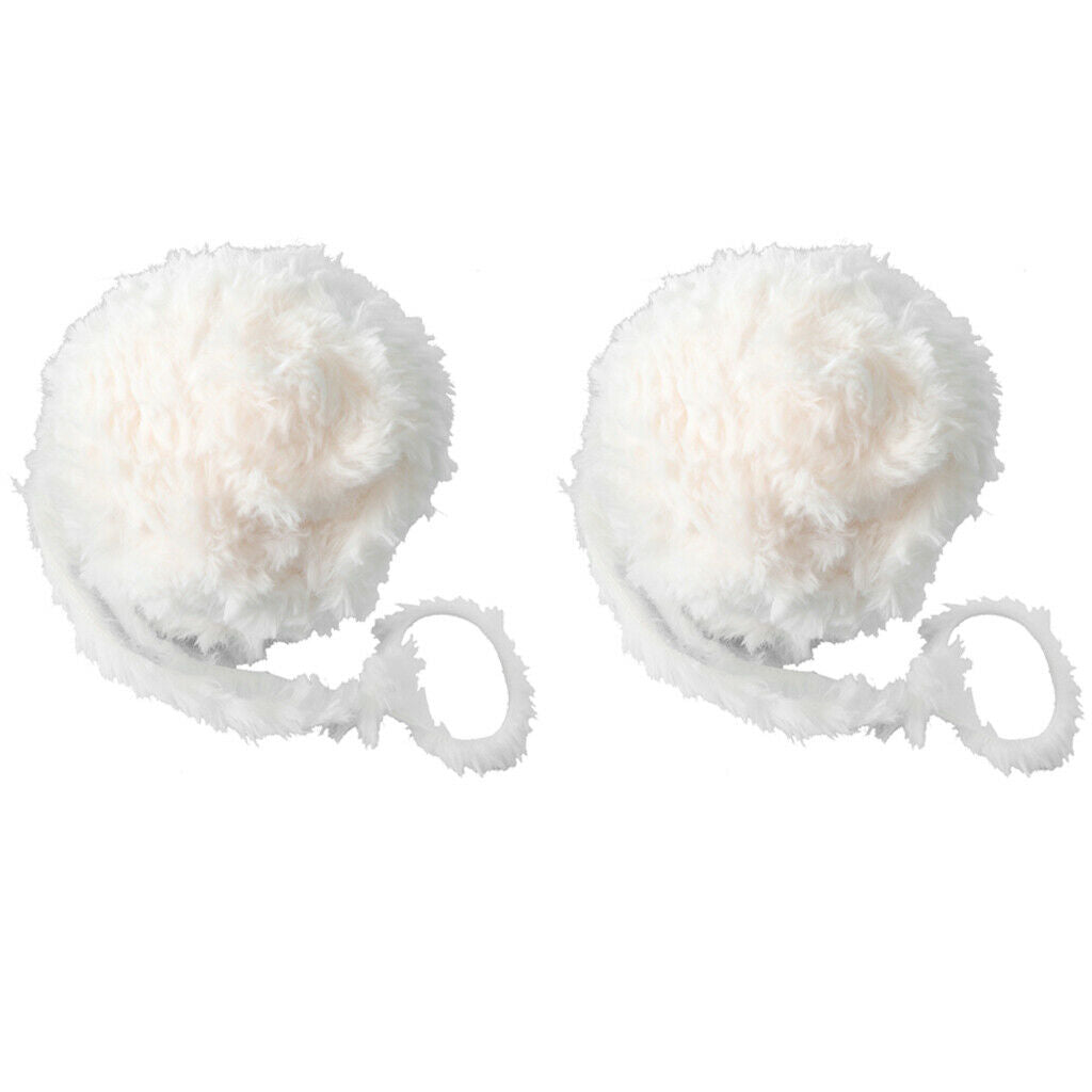 2 Skeins 32 Meters Soft Fluffy Faux Fur Yarn for Crocheting Knitting  White