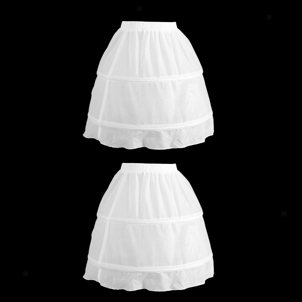 2pack Kids Girls 2 Hoop Puffy Dress Petticoat Elastic Chiffon Underskirt