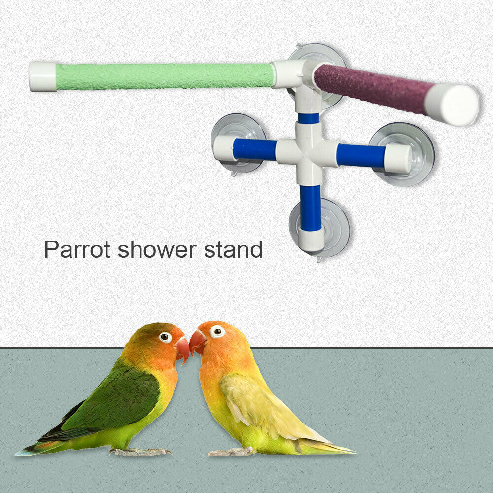 Double Stick Parrot Bath Stand Shower Standing Platform Bird Perch Rack Pe Hot