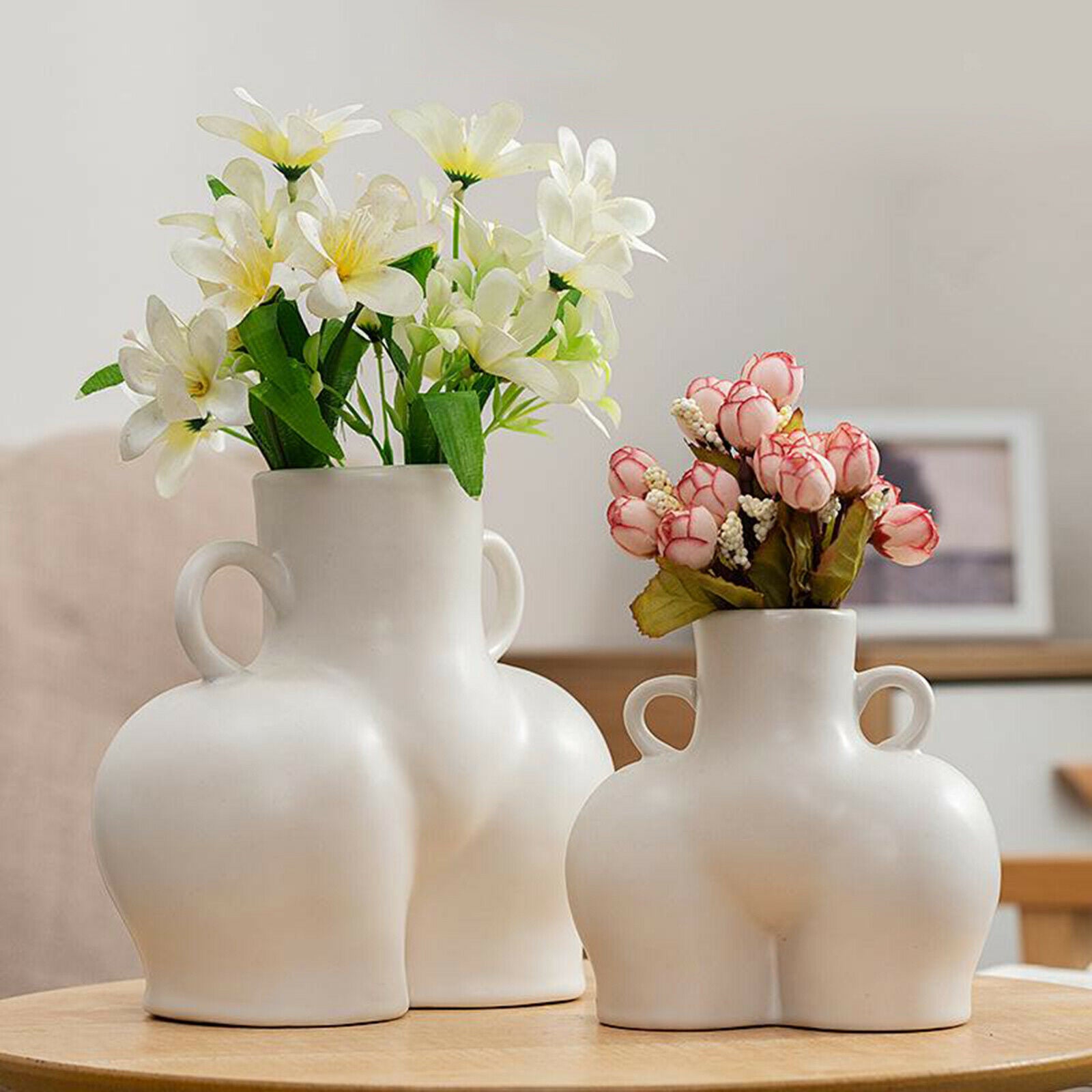 Ceramics Human Body Flower Vase Planter Pot Desktop Photo Prop Ornament A S
