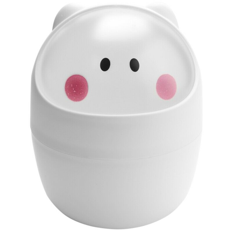 Mini Waste Bin Rolling Cover Desktop Garbage Paper Basket Table Trash Home OffQ9