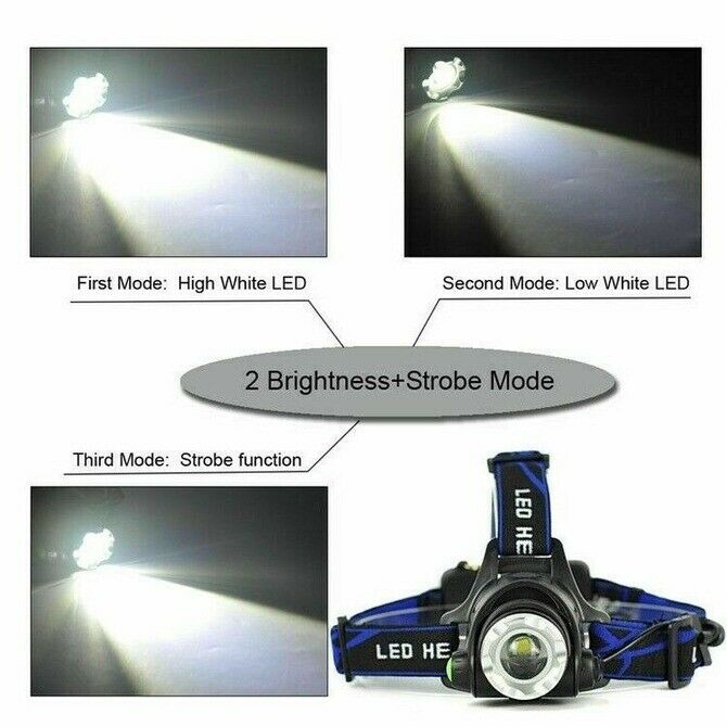 1PCZoom Headlamp Rechargeable T6 LED Headlight Flashlights Head Torch Fish s