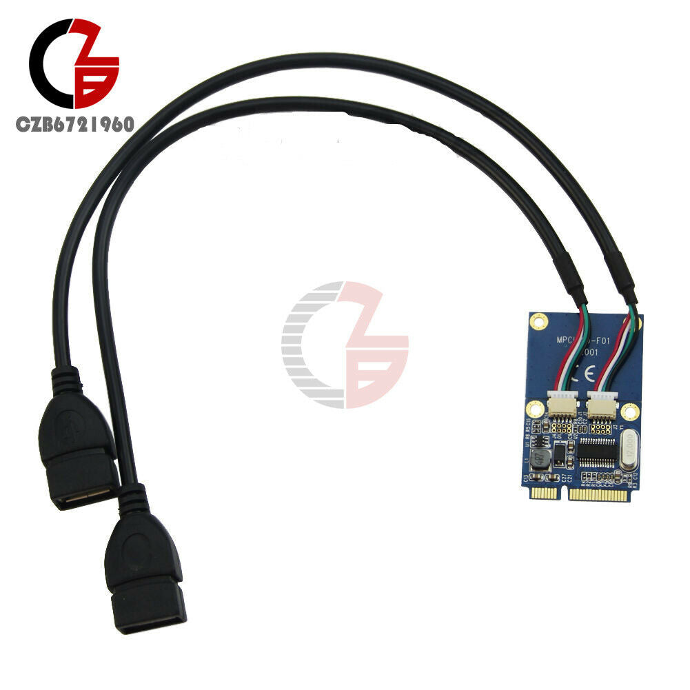 PCIe PCI-E to USB Adapter mPCIe to 5 Pin 2 Ports Dual USB2.0 Converter Card New