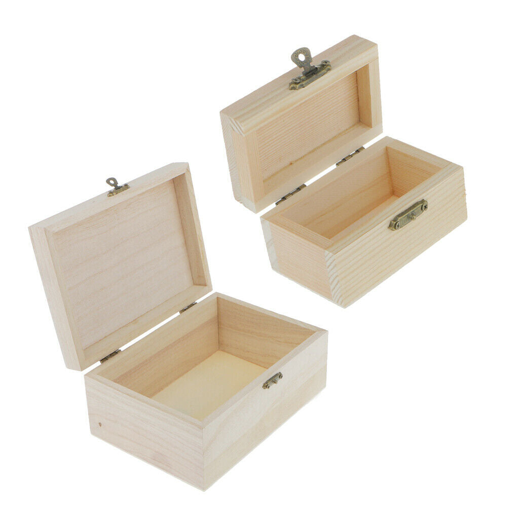 10 Pieces Unpainted Wood Jewellery Jewlry Box Keepsake Gift Case DIY Crafts