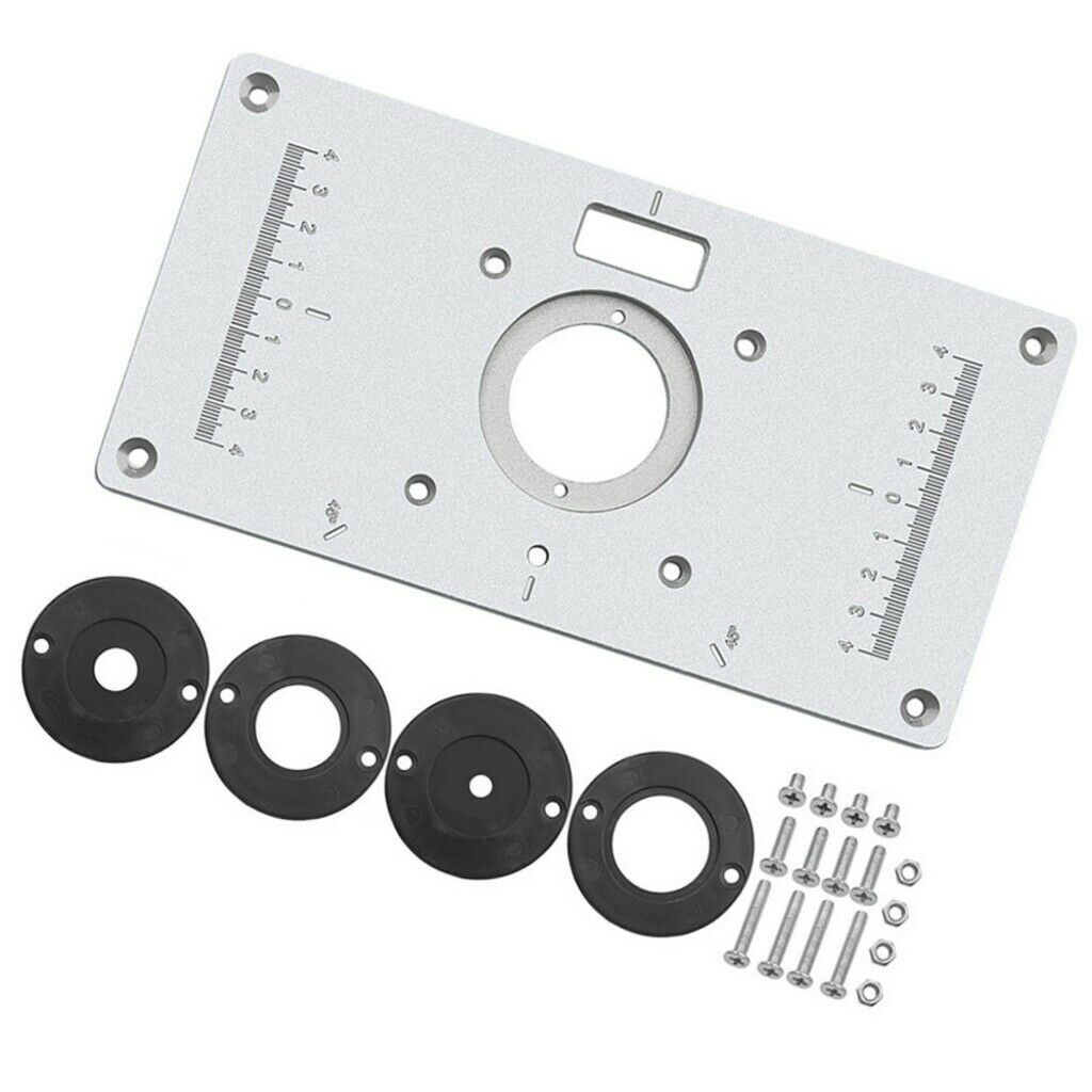 Aluminum Router Table Insert Plate Woodworking DIY Router w/Insert Rings Screws