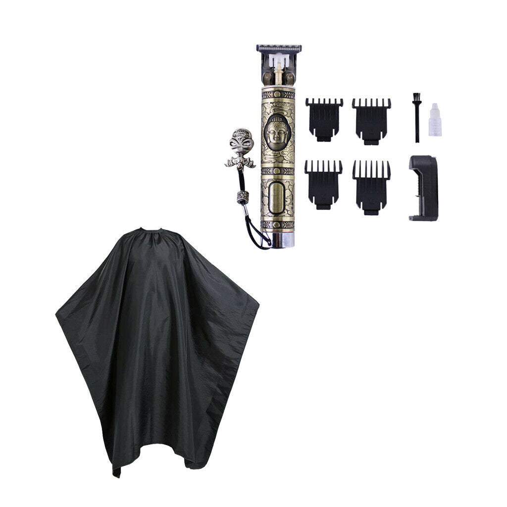 Family Boys Men Copper Hair Clipper Rechargeable and Haircut Cape Set Gifts