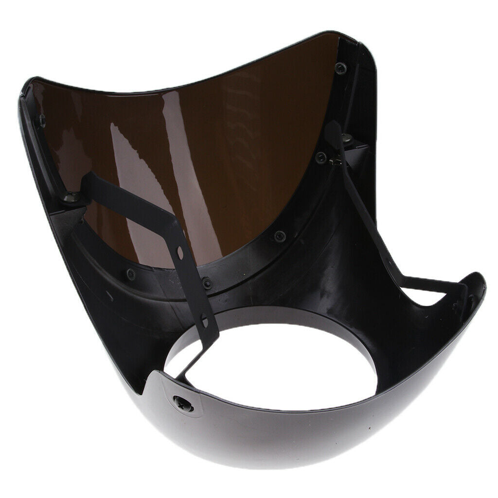 7" Motorcycle Universal Retro Headlight Fairing Wind Screen For Cafe Racer Black