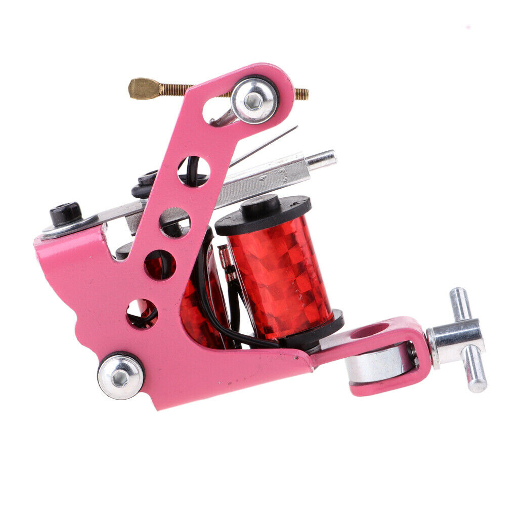 Pink  Machine Body Art Liner Shader 10 Wraps Coil Tattooing Supply