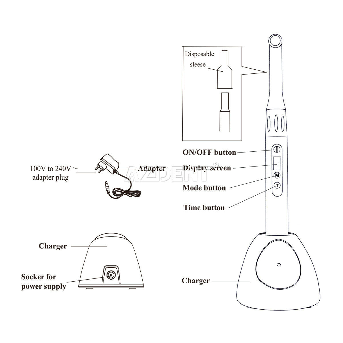 Dental Cordless 1Second iLed Curing Light Cure Lamp Woodpecker Style 2300mW