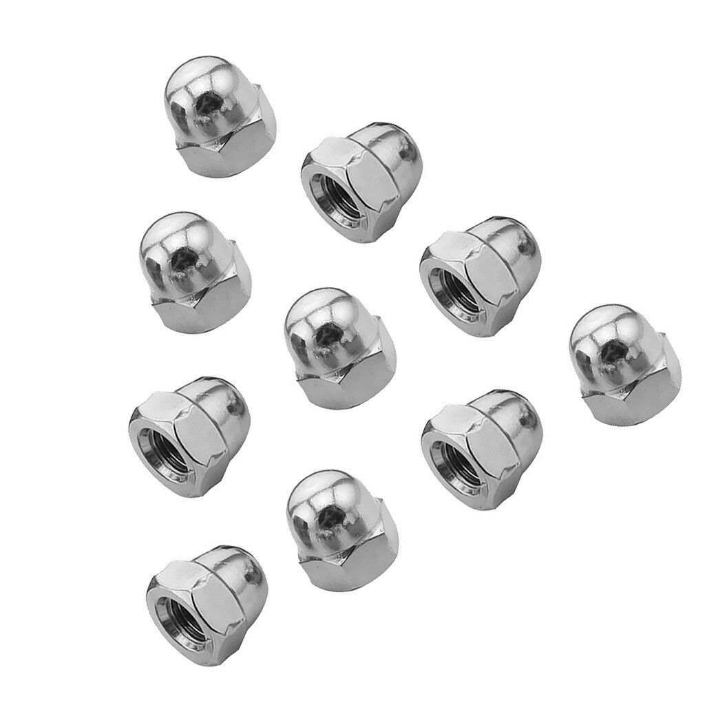 10Pcs Stainless Steel Dome   Hex Nuts Metric Bolt Screws Lock Fastener M6