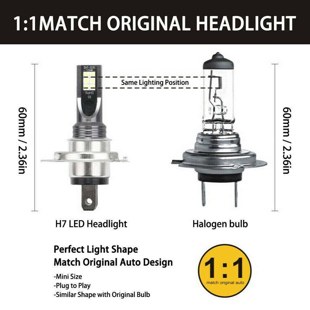 2x H7 LED Headlight Conversion 110W 30000LM 6000K Error Free Canbus Bulb US hot