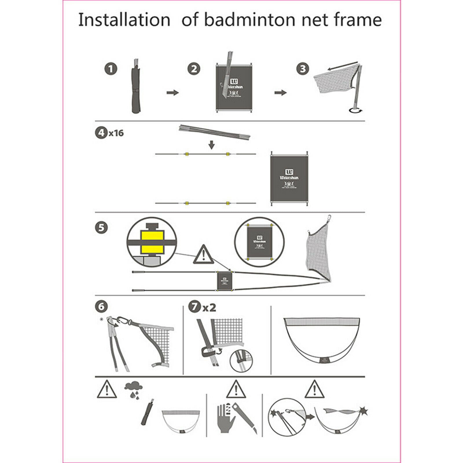 Foldable Portable Badminton Net Set with Storage Bag for Yard Beach Games