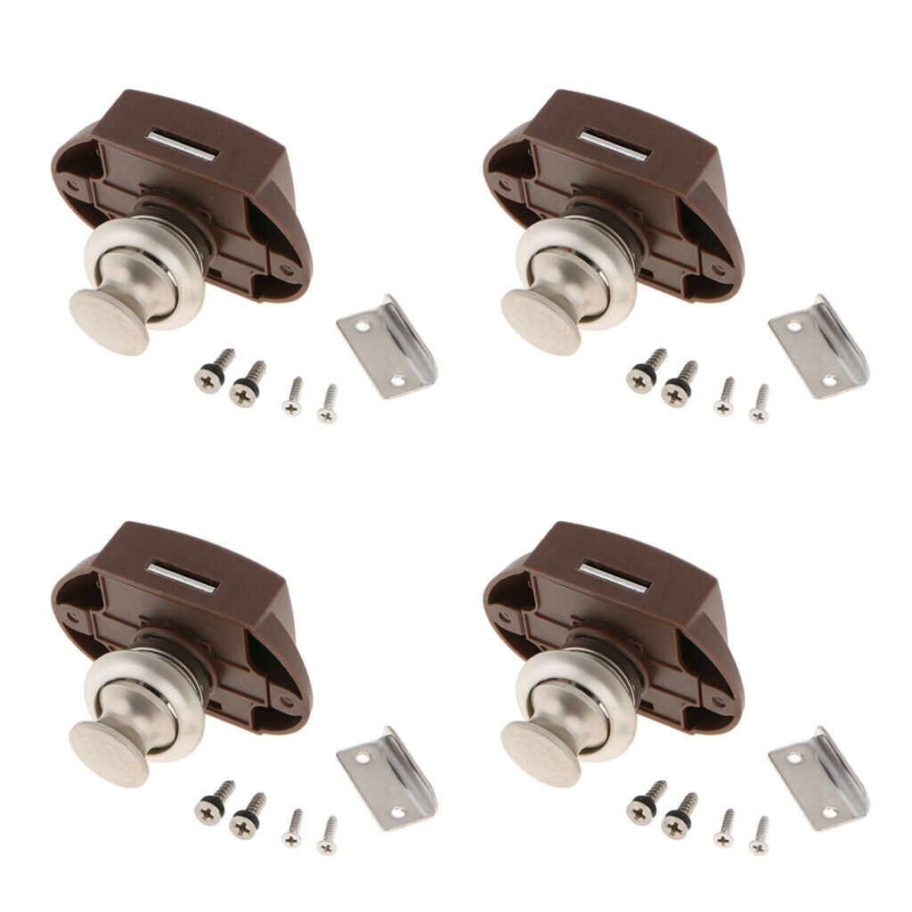 4x Push Button Catch Cupboard Door Knob Latch Lock for RV Camper Motor Home