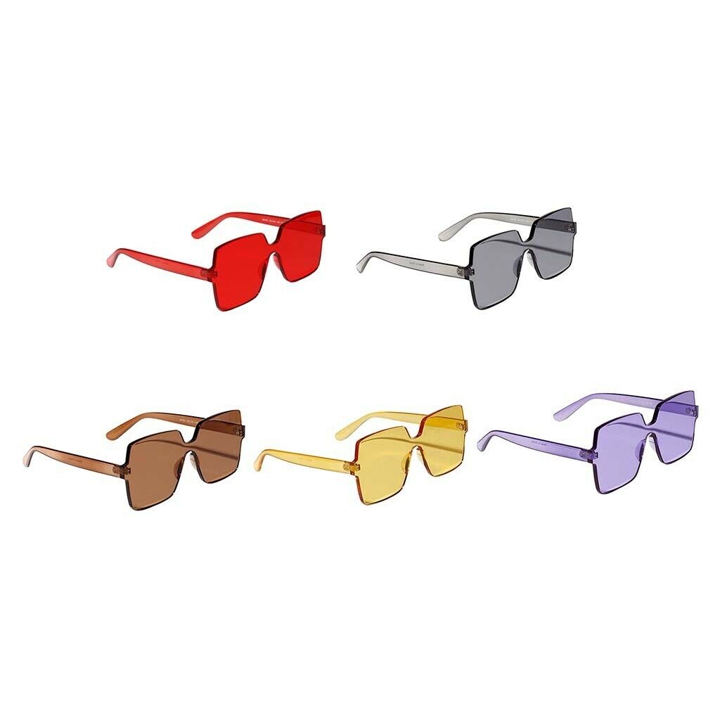 5 Pieces One Piece Sunglasses Square Rimless Summer Eyeglasses Party Eyewear