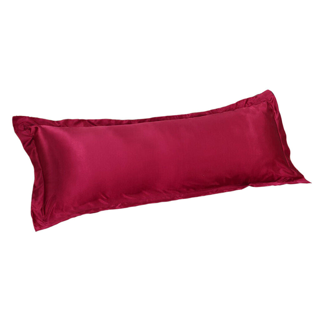 Solid Color Luxury Silk Body Full Long Pillow Case Cover Red 48x120cm