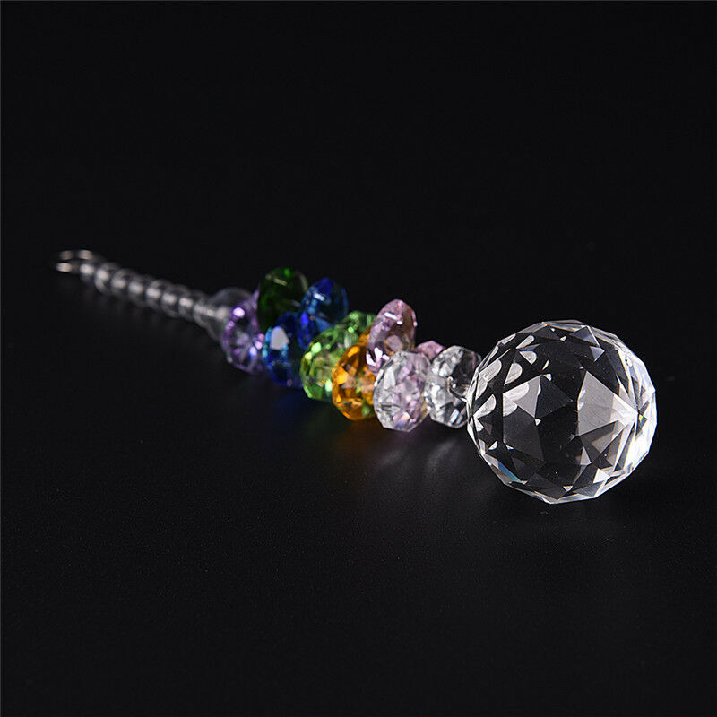 Hanging Glass Crystal Ball Prism Pendant Ornament Rainbow Wedding Gift QaL Rf