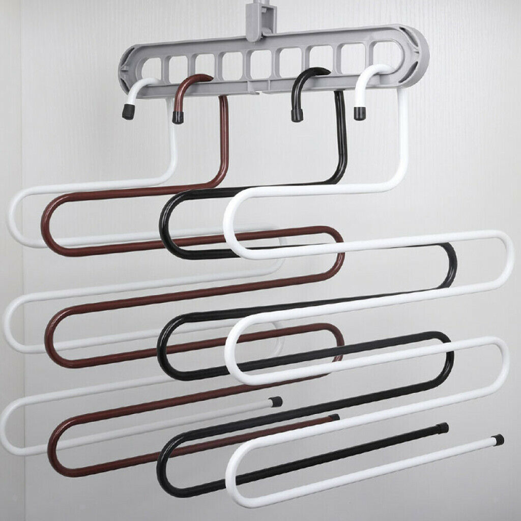 Metal Pants Hanger Space Saving Trousers Scarf Tie Towel Hanging Organizer