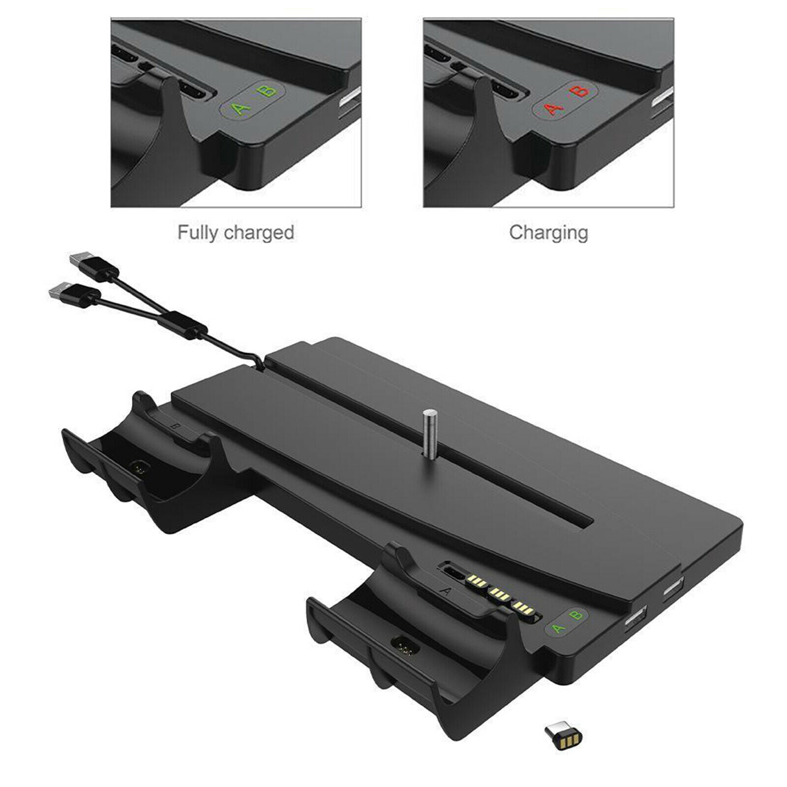 Controller Quick Charging Dock Stand With 2 USB Hubs for PS5 Gamepad Black