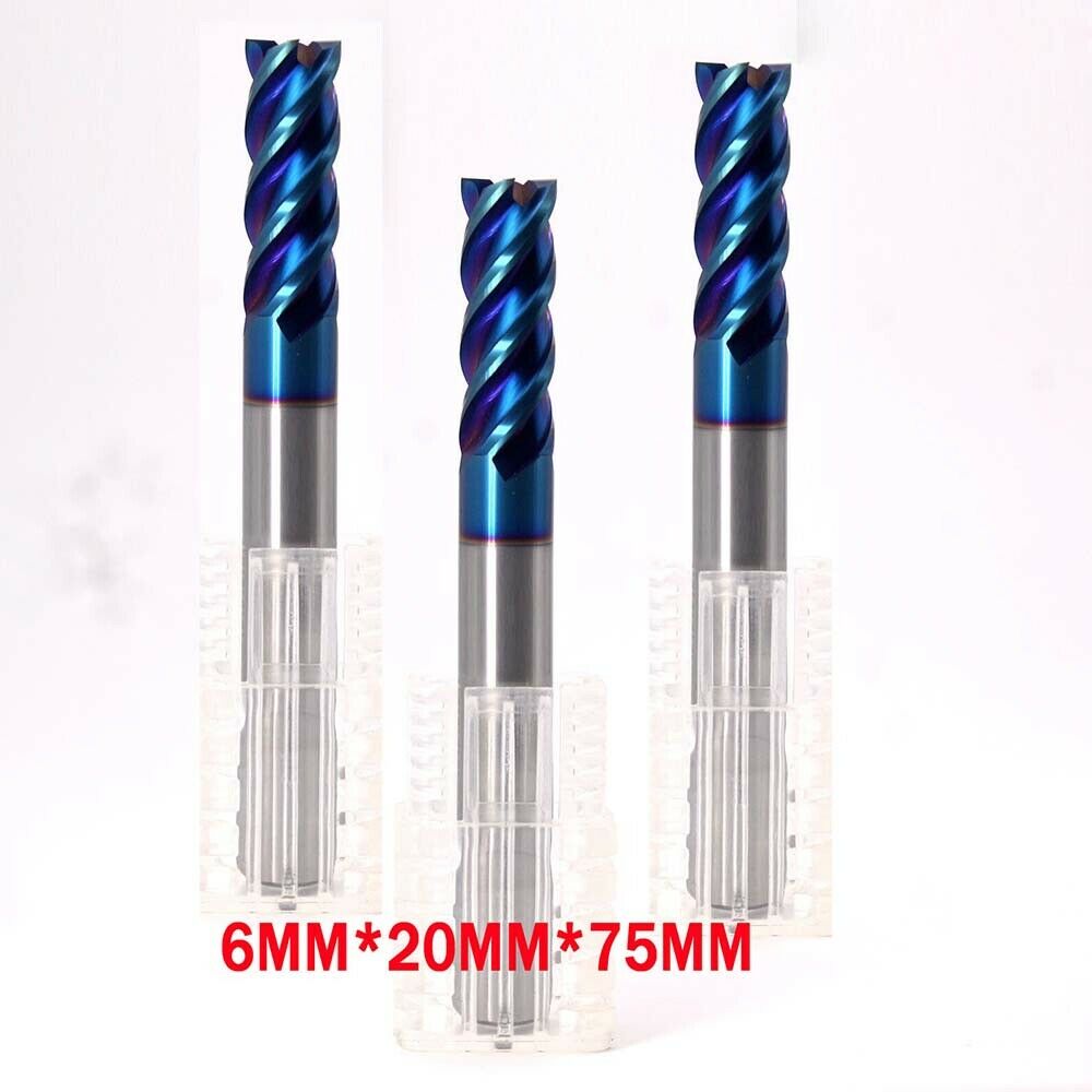 2Pcs 6MM HRC65 4 Flutes Tungsten Carbide End Mill CNC Milling Cutter Drill Bit
