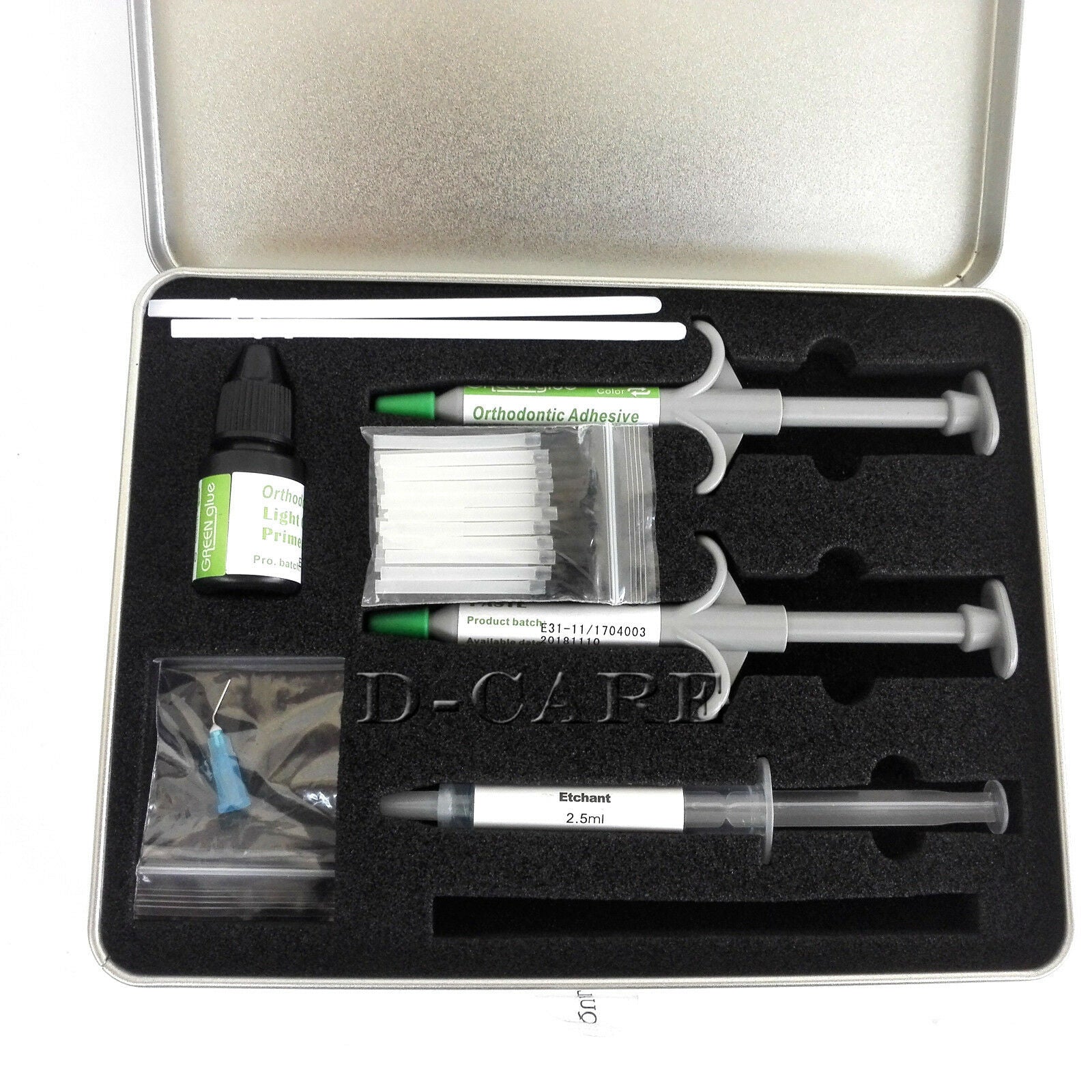 Dental Orthodontic Bracket Green Glue Light Cure Adhesive Primer Syringe Kit DC