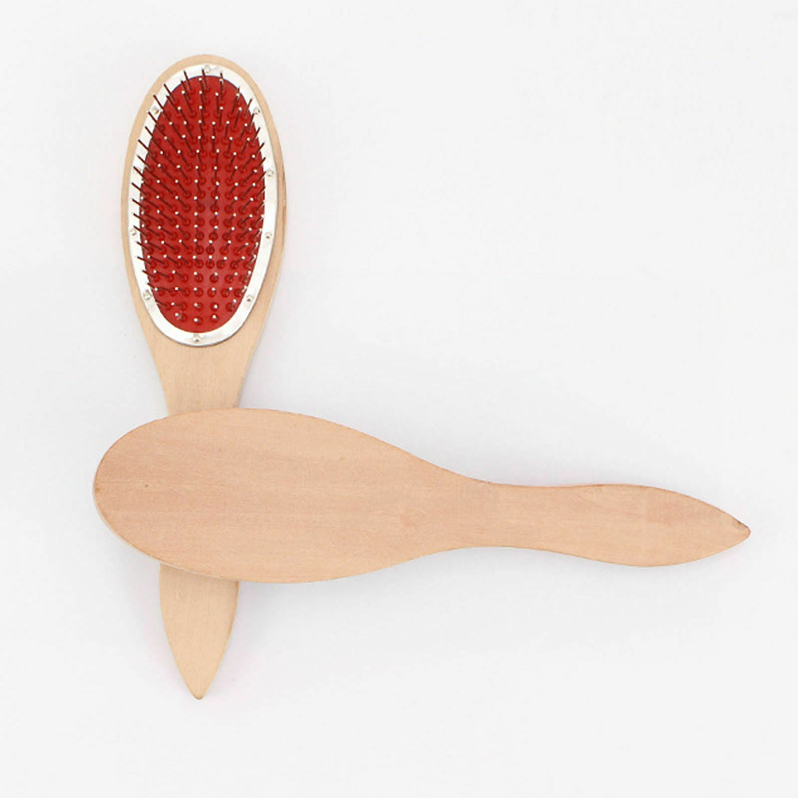 Anti-Static Detangling Steel Tooth Wood Comb Brush Wig Hair Extensions Brush
