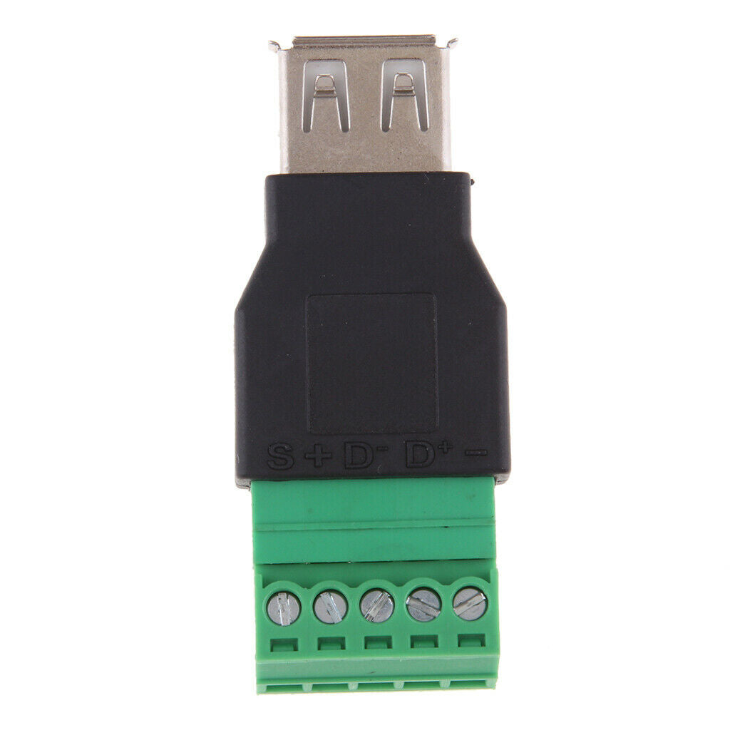 New USB 2.0 Type A Female to 5 Pin Screw Shield Terminal Plug Adapter Connector