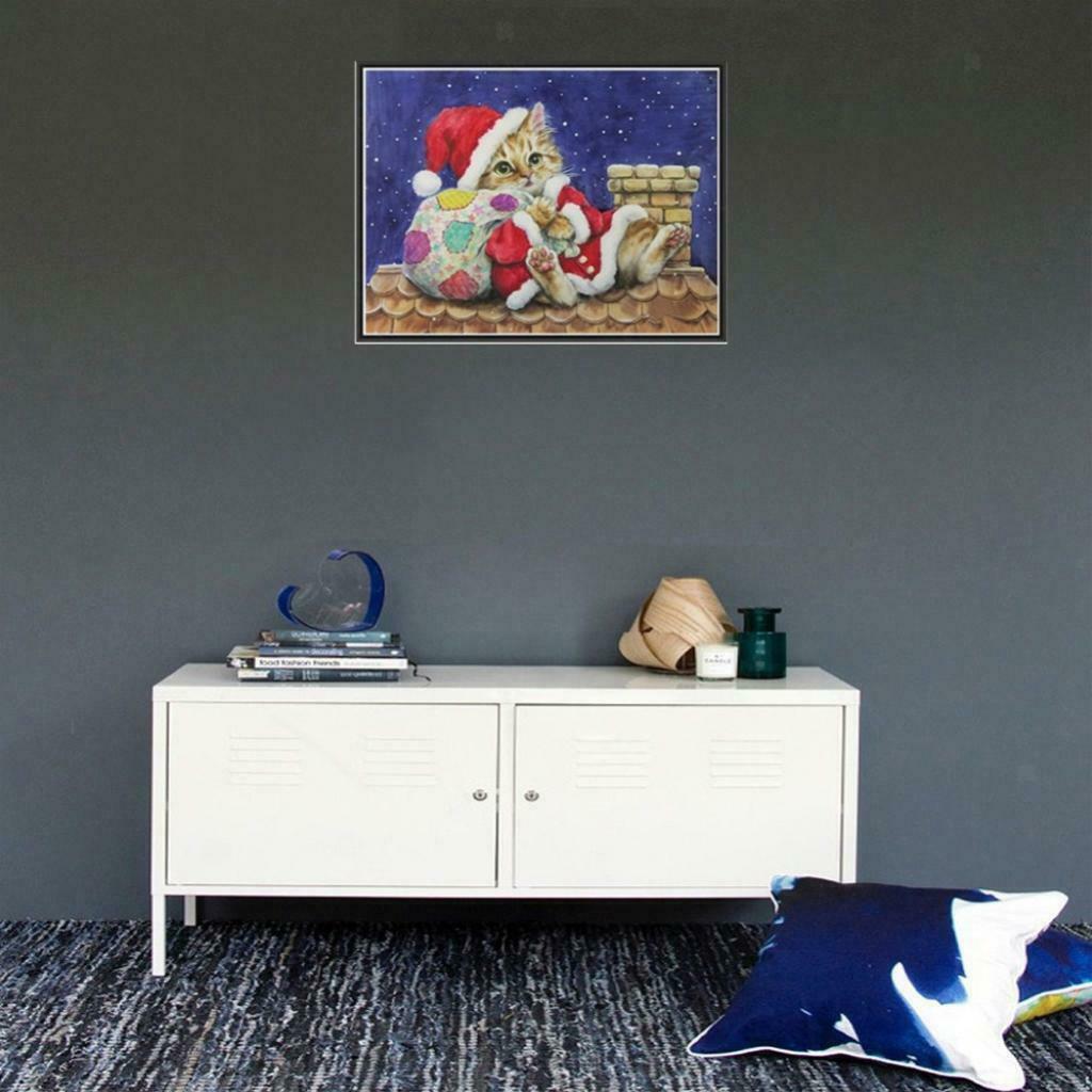 DIY 5D Cat Diamond Painting Embroidery Cross Stitch Kit Home Decor 25 x 20cm