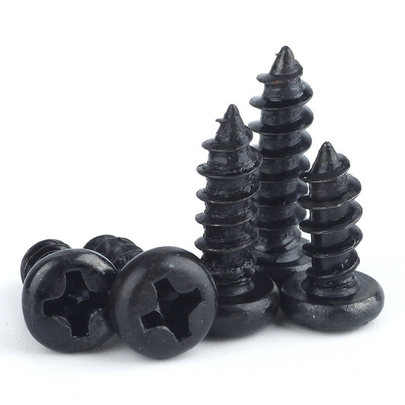 60Pcs M2 * 4-12mm Phillips Pan Head Self Tapping Screws Micro Set Zinc Black