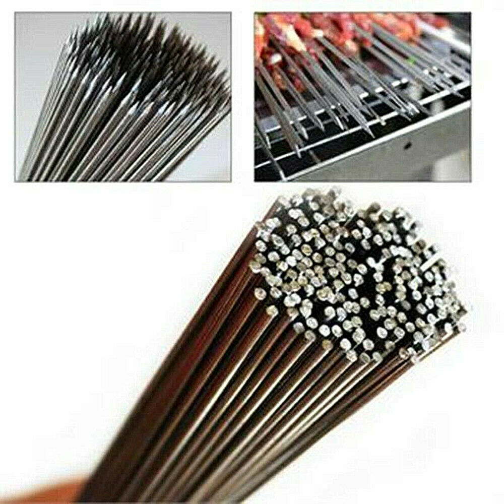 10Pcs 28cm Stainless Steel Camping Barbecue BBQ Skewers Needle Kebab Kabob Stick